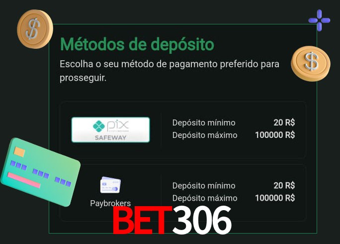 O cassino bet306 oferece uma grande variedade de métodos de pagamento